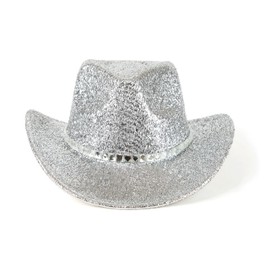 EOGIMI Men & Women Cowboy Hat Western Style Glitter Cosplay Party Costume Hats Silver