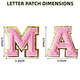 4 Pcs Iron on Patches Sew On Alphabet M A Patch Mama Patches for Christmas Decoration DIY Supplies (Mama, Pink)