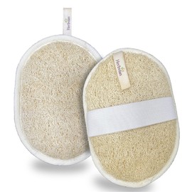 Herbvian Vietnamese Natural Loofah Exfoliating Body Scrubber Pads, 100% Plant-Based Shower Luffa Sponge, Bath Loofah for Women Men, 2-Pack