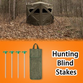 Seaponer Hunting Blind Stakes, Heavy Duty Metal Tent Pegs Ground Blind Anchor for Hunt Trip, Hunting Blinds Drilling Stakes for Deer Turkey Dove Bowhunter, 4 Pack