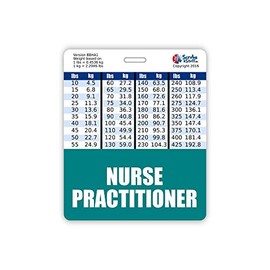 Nurse Practitioner Badge Buddy Horizontal w/Height & Weight Conversion Charts (Oversized, Teal)