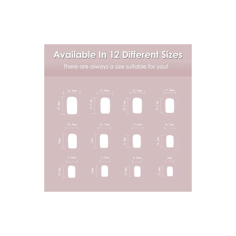 24 Pcs de Uñas Postizas a Presión,Uñas Postizas Cuadradas Cortas