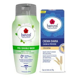 Benzal Wash íntimo Piel sensible y Crema de avena para aliviar la comezón.