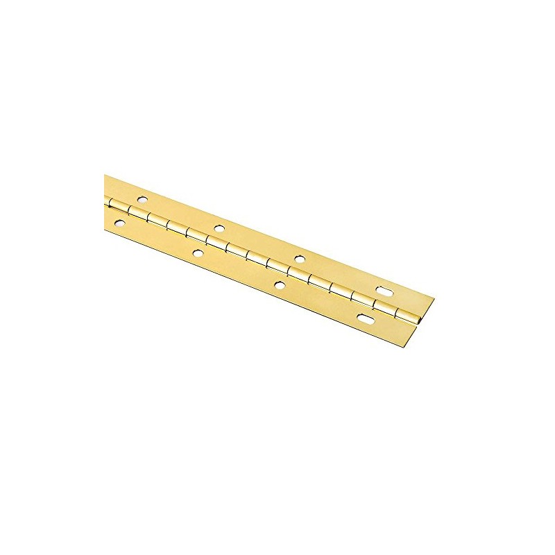 Brass Plated Slotted Piano Hinge - 1-1/2" Wide x 72"