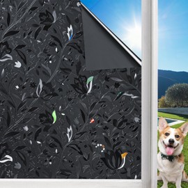 Niviy Total Blackout Window Film, Black Window Cover for Glass, 100% Light Blackout Windows Cover Room Darkening Removable Black Out Window Tint for Home(17.7 x 78.7 inches)