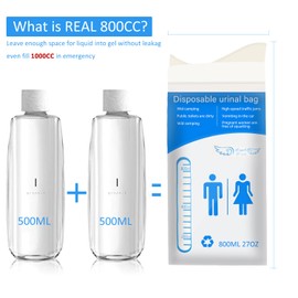 Disposable Portable Urine Bags, 16 Pack 800ML Convenient Travel Pee Bags for Adults and Kids, Leakproof Emergency Urinal Pouches Vomit Bags with Absorbent Pads (16)