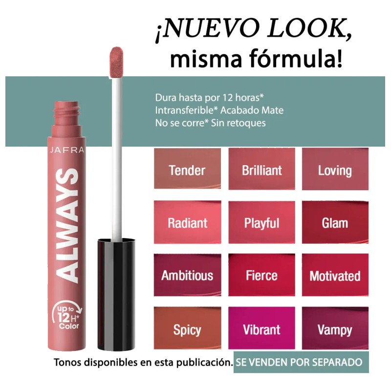 Labial Liquido Always Jafra Color Indeleble Larga Duración