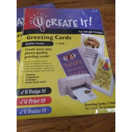 U Create It! Blank GLOSS FINISH GREETING CARD DESIGN PRINT 10 CARDS 10 ENVELOPES Christmas