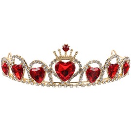 PACKOVE Red Heart Crown Crystal Queen Crown Red Birthday Queen Crown Red Crown For Bride Banquet Crown Birthday Wedding