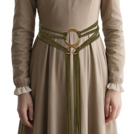 Abeillo Langer Seilgürtel, Mittelalterlicher Wikinger-Troll-Kreuzgürtel für Frauen, Ren Faire-Gürtel, Hexen-Seilgürtel, mittelalterliche Accessoires für Frauen(Grün)