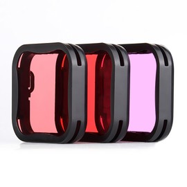 YALLSAME Underwater Dive Filter for GoPro 5 6 7 Super Suit Waterproof Housing Case, Red + Light Red + Magenta Filter Set for Color Correcting in Underwater Photography