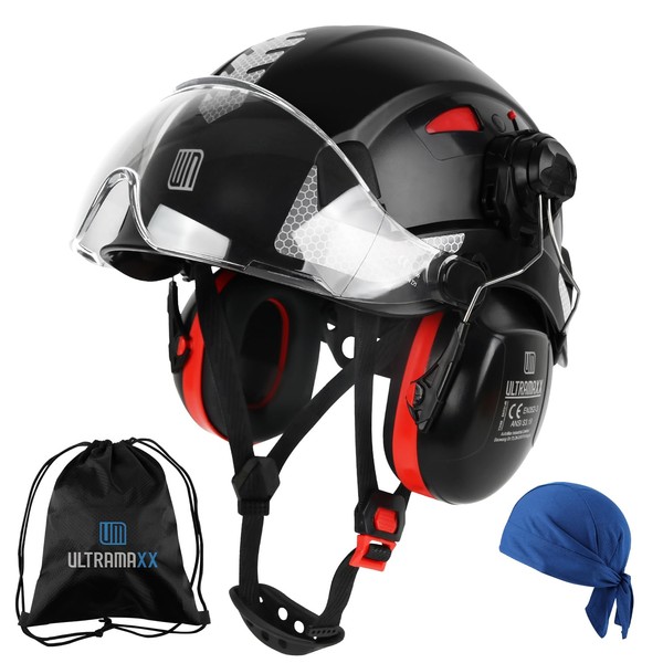 UM ULTRAMAXX Safety Helmet Hard Hat with Visor and Ear