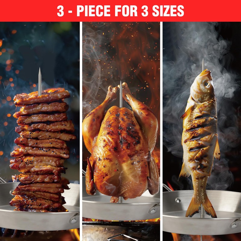 Al Pastor Skewer for Grill Stainless Steel Shawarma Skewer Stand