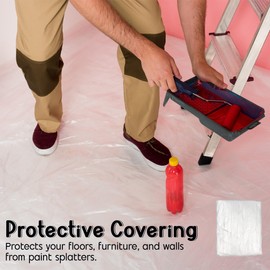 Extra Large Plastic Dust Sheets for Decorating - 12ft x 9ft, 9 Microns, Pack of 6 Premium Dust Sheets, Carpet Protector & Dust Cover for Home Renovation