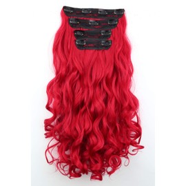 CAISHA XXL 24" 4 pcs Full Head Set Clip in Hair Extensions Hairpiece Heat-Resisting Red CES308-1