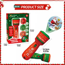 2 Pcs Christmas Flashlight Projector, Christmas Slide Projector Torch Projection Light, Christmas Projector Lights Outdoor for Girls Boys Night Light Christmas Party