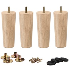 5 inch / 12cm Wooden Furniture Legs, La Vane Set of 4 Solid Wood Tapered M8 Replacement Furniture Feet with Pre-Drilled 5/16 Inch Bolt & Mounting Plate & Screws for Couch Sofa Cabinet Ottoman