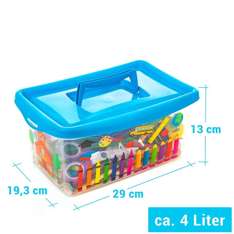 Children's Storage Boxes with Lid and Handle 4 Litre Transparent