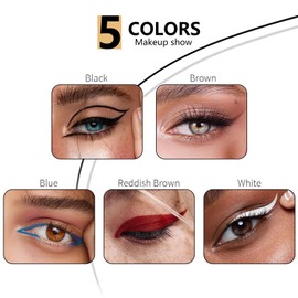 Waterproof Liquid Eyeliner Pen - 5 Colors Coloured Eyeliner, Highly Pigmented Waterproof Smudgeproof Long Lasting Liquid Eyeliner Set for Wedding Party