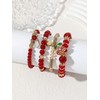 JWIGP 4Pcs Cherry Bracelet Set for Women, Red Beaded Pendant