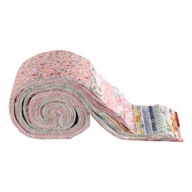 Namvo 40 Pcs Fabric Jelly Roll Set, 6.25x100cm Cotton Quilting Strips with Flower Patterns, Patchwork Fabric for DIY Crafts and Sewing