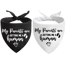 My Parents are Getting me a Human, Pregnancy Announcement Dog Bandana, Gender Reveal Photo Prop Pet Scarf Accessories,Pet Accessories for Dog Lovers, Pack of 2