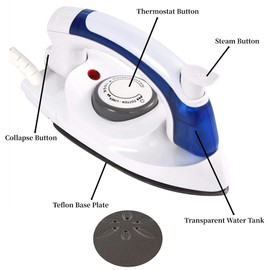 Steam Iron for Clothes With Non Stick Soleplate, Portable Foldable Compact Travel Iron Handheld Steam Temperature Control Iron Steam for Clothes, Mini Size(ES)