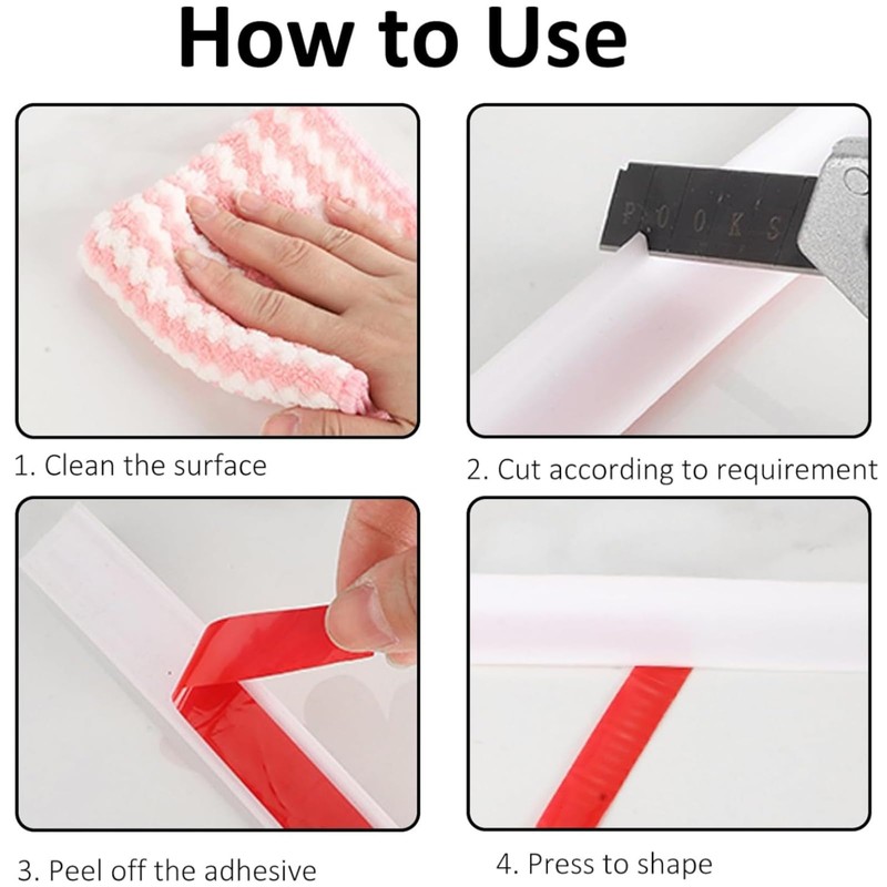 Self Adhesive Silicone Waterproof Shower Water Strip Dam Shower Threshold