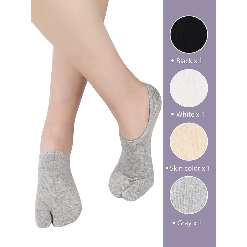 Sintege Flip Flop Socks, 4 Pairs Assorted Colors, Low Cut,