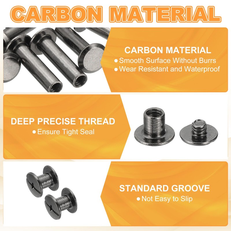 PATIKIL Chicago Screws, 60set M5 x 6mm Carbon Steel Phillips