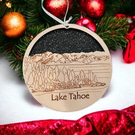 Lake Tahoe Ornament Wooden Souvenir Christmas Tree Decoration with Lake Tahoe Landscape