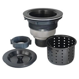 3-1/2-Inch Kitchen Sink Drain Strainer Assembly Kit Black, GZILA Deep Waste Basket Strainer with Sealing Lid Sink Stopper, 304 Stainless Steel