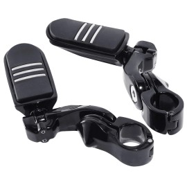 TCMT 1-1/4" 32mm Black Short Angled Adjustable Highway Foot Peg Mount Fit For Harley