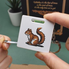 'Pixel Art Red Squirrel' Keyring Tape Measure/Spirit Level Tool (KM00035183)