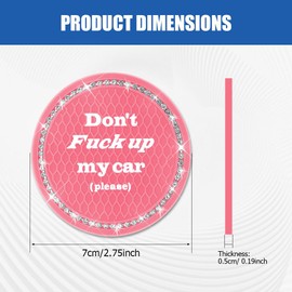 2 Packs Bling Car Cup Holder Coaster, 2.75 Inch Anti-Slip Auto Insert Cup Coaster, Crystal Rhinestone Auto Drink Cup Mat for Women Girls, Universal Car Accessories for Most Vehicles (Pink)