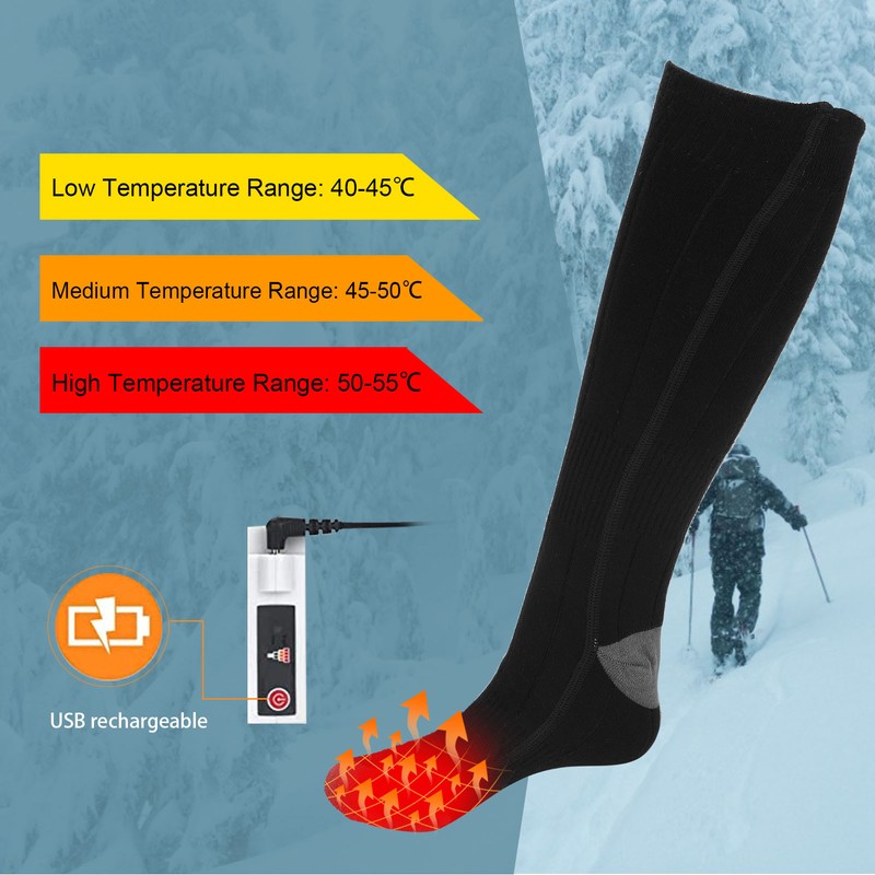 Washable Electric DoubleSided Heated Socks USB Charging with Temperature Control