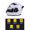 PITMOTO PM-888, Full Face Dual Visor DOT Approved Motorcycle Helmet-White-Large