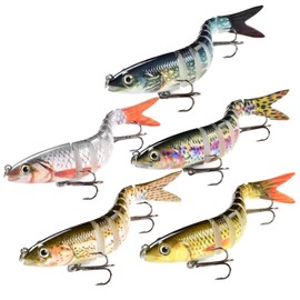 Pack of 5 Fishing Lures, Artificial Bait Wobbler Pike, Fish Bait for Zander, Perch, Trout, Swimbait, Lifelike Fishing Bait for Freshwater and Saltwater Fishing Gifts for Men, Family Fishing Equipment