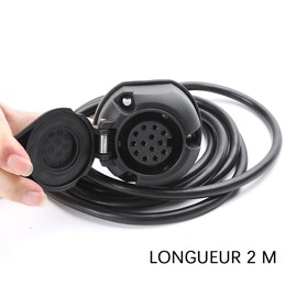 Qiping 13-Pin Trailer Socket with Cable 2 m 13 Pin Towing Hitch Socket Wiring Harness - 8 Core Pre-Wired