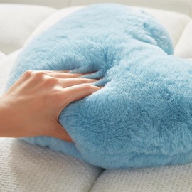 Chingcoo Heart Cushion, Cuddly Cushion, Suitable for Living Room, Sofa, Bedroom, Bed Cushion, Aesthetics, 40 x 35 x 11 cm (Light Blue 52)