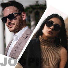 Joopin Polarized Sunglasses UV400 Trendy Square Shades for Men Women Retro Sun Glasses Sunnies (Black Simple packaging)