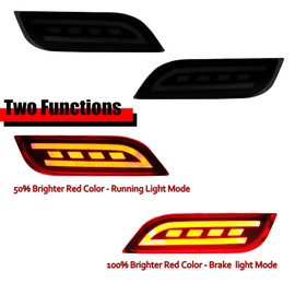GTINTHEBOX Smoked Lens LED Rear Bumper Reflector Light Fog Tail Brake Lamp compatible with Subaru 2008-2014 WRX/STI, 08-up Impreza, 13-up XV Crosstrek (Updated style)