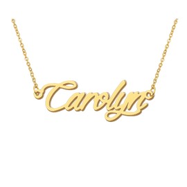 Aoloshow Carolyn Name Necklace 18k Gold Plated Name Charm Necklace Stainless Steel Womens Jewelry for Anniversary