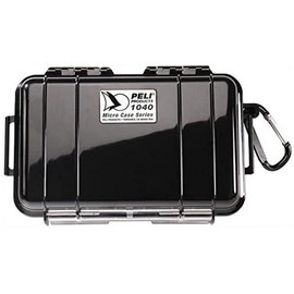 PELI 1040 Micro Case to Protect Small Belongings, IP67 Watertight, 2L Capacity, Made in US, Black/Black Liner