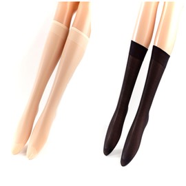 6 pairs of women's transparent knee-high stockings, toe-reinforced nylon socks, women's knee-high stockings, all one siz (CA/US, Alpha, One Size, Regular, Regular, Black + nude)