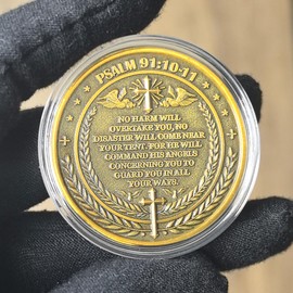 Archangel Michael Protection Challenge Coin for Divine Guidance and Safety Bible Verses Pocket Token (Single Coin)