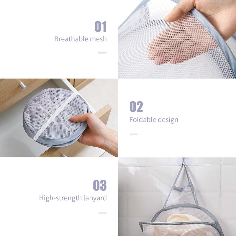 Pop-up Hanging Laundry Hamper Small Mesh Laundry Basket 2 Pack