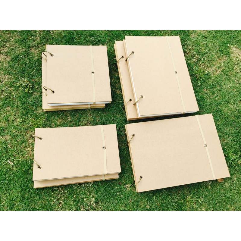 A4 Kraft Scrapbook,Blank Ring Binder Notebook Notepad Loose Leaf Sketchbook