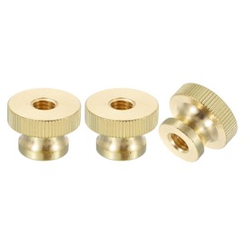 sourcing map Knurled Thumb Nuts, 3Pcs M8 x D23mm x H16mm Brass High Head Through Hole with Collar High Head Through Hole Round Knobs Fasteners for 3D Printer Parts, Machine Tools