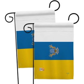 Canary Islands Garden Flags 2pcs Pack Regional Nationality Nation International World Country Particular Area Small Decorative Gift Yard House Banner Double-Sided Made In USA 13 X 18.5